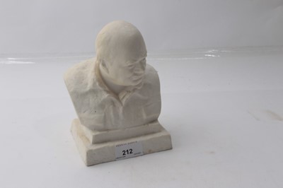Lot 212 - Spode Parian ware bust of Winston S. Churchill 1874 - 1965, printed marks to base - Spode, England, First Edition 1965, approximately 18cm high, together with a print of the Upper War Room, Admiral...