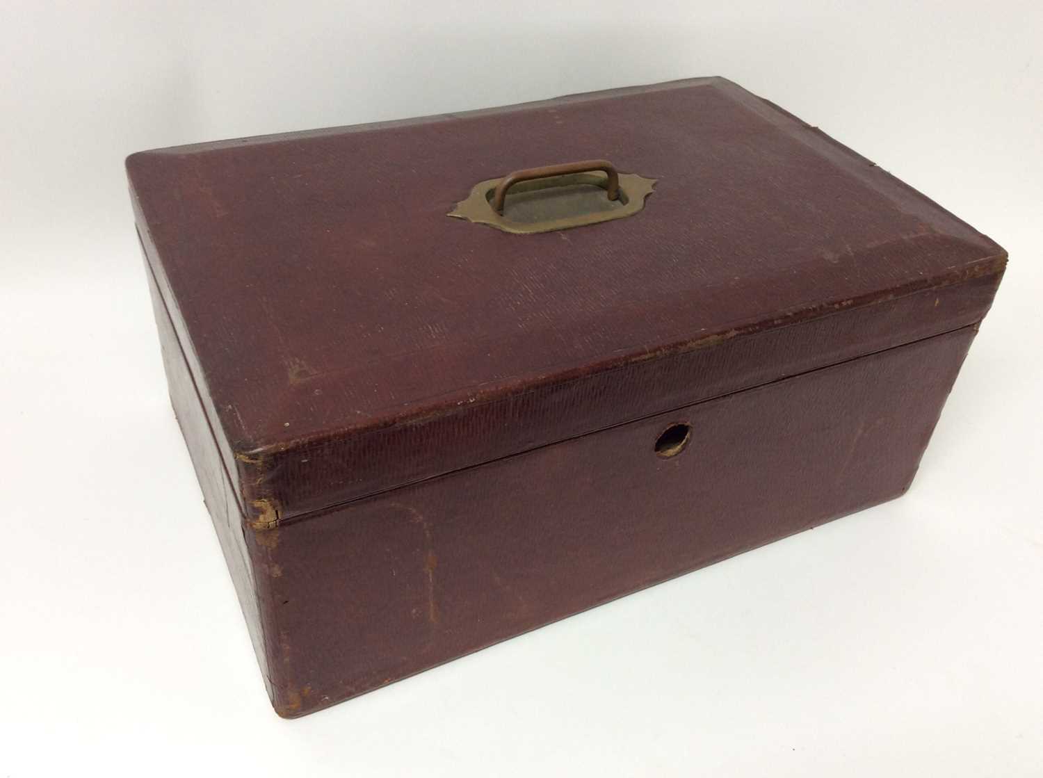 Lot 88 - Red Moroccan Leather Despatch Box with George V cypher to interior, by John Peck & Son