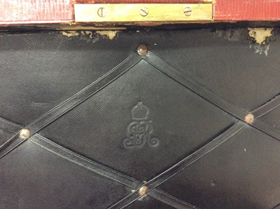 Lot 88 - Red Moroccan Leather Despatch Box with George V cypher to interior, by John Peck & Son