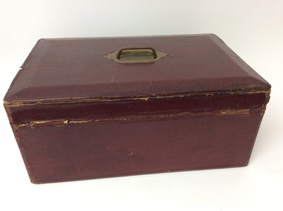 Lot 35 - Red Moroccan Leather Despatch Box with George V cypher to interior, by John Peck & Son
