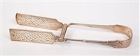 Lot 547 - Pair Victorian silver asparagus tongs with...