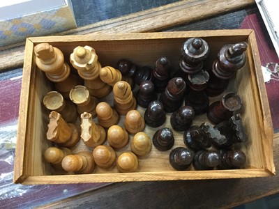 Lot 328 - Vintage Chess set in wooden box (complete)