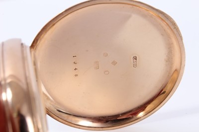 Lot 251 - 9ct gold open case pocket watch with white enamel dial, Roman numeral markers and subsidiary seconds dial