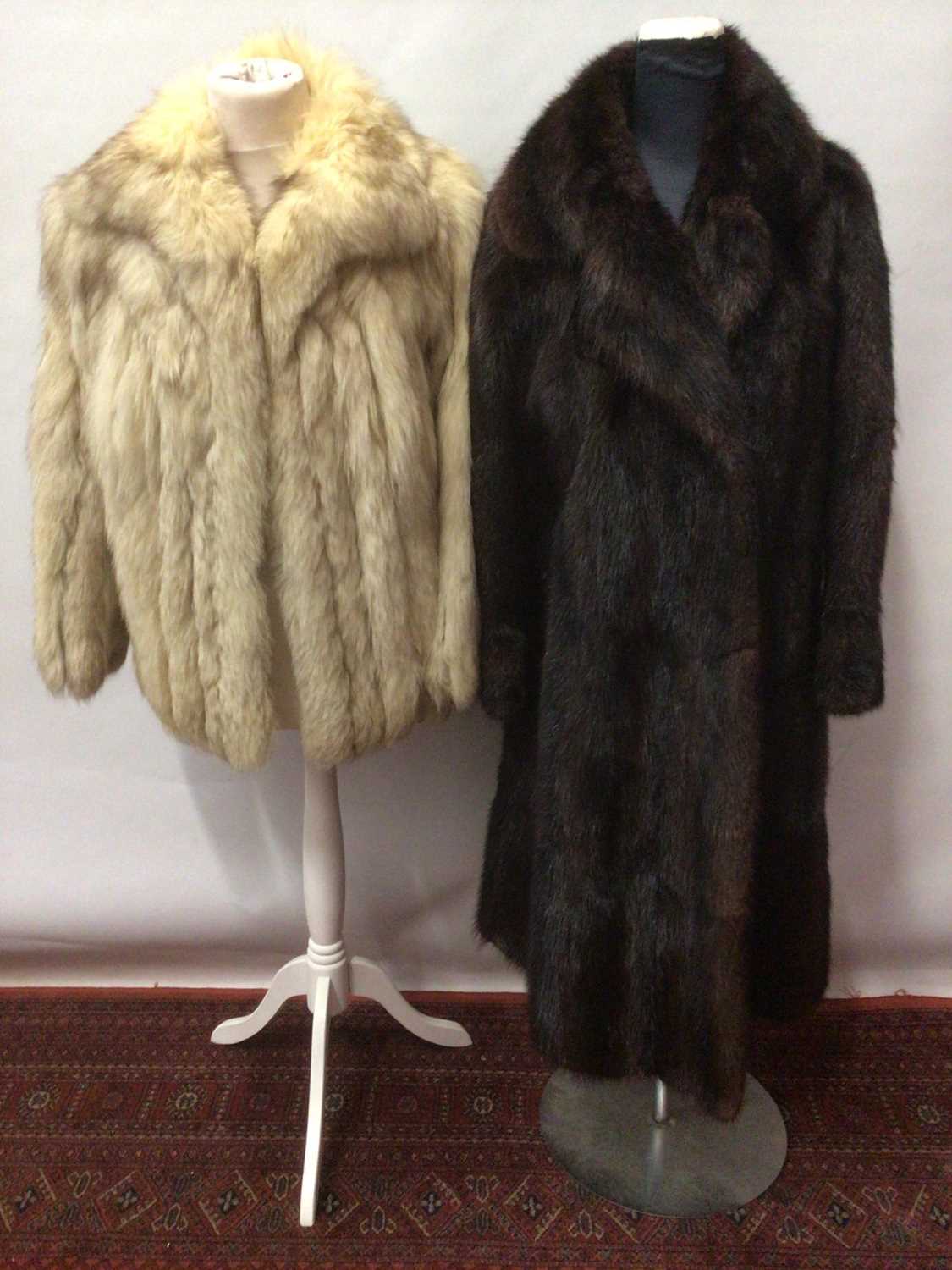 Lot 1789 - Vintage mink fur coat and white fox fur jacket