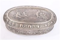 Lot 550 - 19th century Continental silver box of oval...