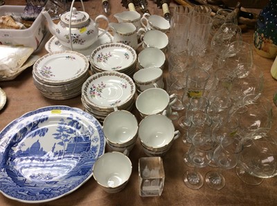 Lot 415 - Two Spode blue and white dishes, Royal Grafton tea ware and various glass