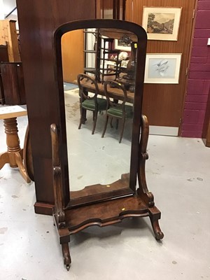 Lot 855 - Victorian mahogany cheval mirror on castors