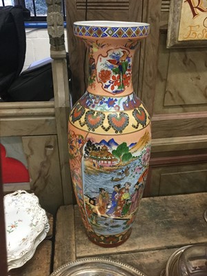 Lot 68 - Modern Chinese porcelain oviform vase decorated with figures and foliage