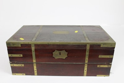 Lot 1926 - Victorian brass bound campaign style mahogany writing slope