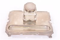 Lot 556 - 1920s silver ink stand of shaped rectangular...