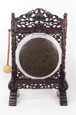 Lot 695 - Antique Chinese carved hardwood dinner gong