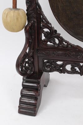 Lot 695 - Antique Chinese carved hardwood dinner gong