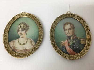 Lot 44 - Pair of French Empire style portrait miniatures