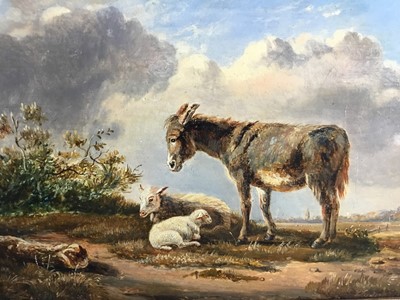 Lot 267 - Pair of oil on board studies of a Goat and Donkey with Parker gallery labels verso