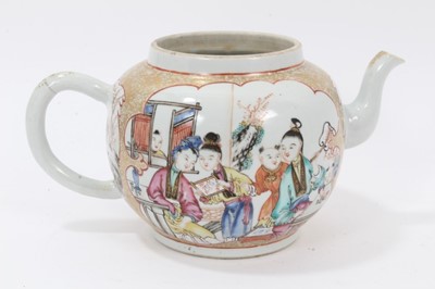 Lot 118 - Large 18th century Chinese famille rose Mandarin teapot, and five further pieces of 18th century Chinese porcelain