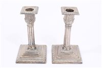 Lot 559 - Pair Victorian silver candlesticks with fluted...