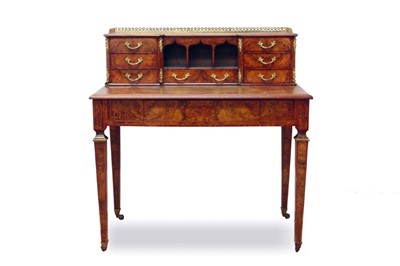 Lot 791 - Fine quality Victorian walnut bonheur-du-jour, with ormolu mounts and an arrangement of drawers, on square taper legs