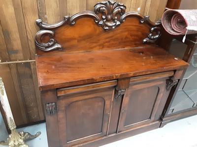 Lot 110 - Victorian mahogany chiffonier with raised back above cupboards and drawers