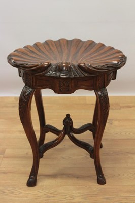 Lot 776 - Victorian-style mahogany grotto stool with scallop shell shaped seat on carved cabriole legs