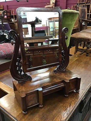 Lot 896 - Victorian mahogany toilet mirror with rectangular plate above three frieze drawers