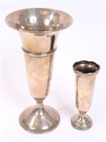 Lot 561 - 1930s silver trumpet vase of tapering form,...