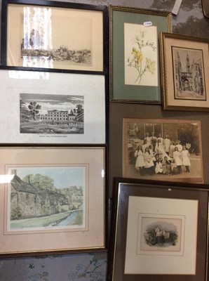 Lot 493 - Collection of assorted etchings, watercolours and other pictures