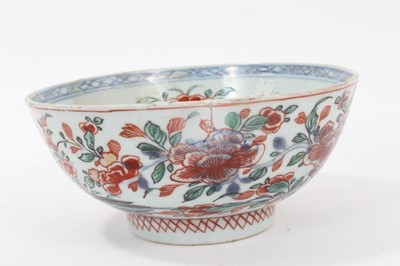 Lot 49 - 18th century Chinese blue and white porcelain bowl with European clobbered decoration