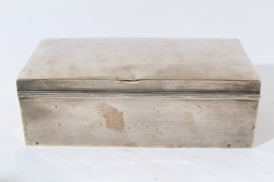 Lot 55 - George VI silver cigar box of rectangular form, with domed hinged lid and cedar wood lined interior (Birmingham 1938), maker Zimmerman