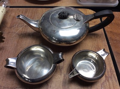 Lot 432 - Art Deco silver plated three piece teaset by William Hutton & Sons