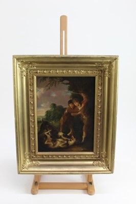 Lot 78 - After Thomas Barker Oil on panel figures by fighting dogs