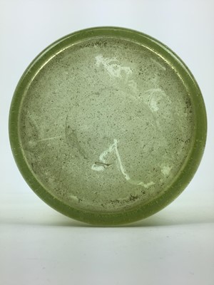 Lot 82 - Large art glass green vase with speckled decoration
