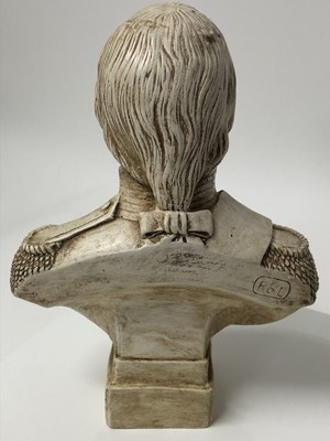 Lot 322 - Antique brass profile bust of Wellington, bronze Art Union of London medallion depicting Wellington and a composite bust of Nelson