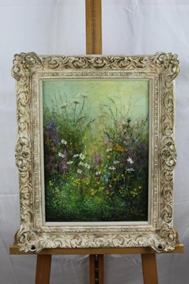 Lot 223 - Gottwald Heinen (b.1920), pair of oils, one on panel, one on canvas board - Wild Flowers, signed, in Frinton Gallery frames, 39cm x 29cm