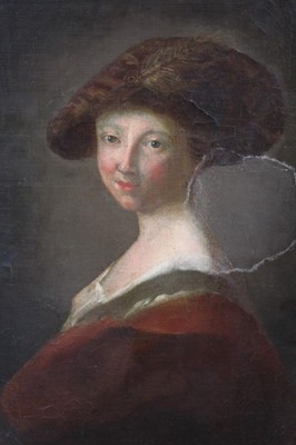 Lot 1255 - 18th century French School oil on canvas - portrait of a lady, in gilt frame