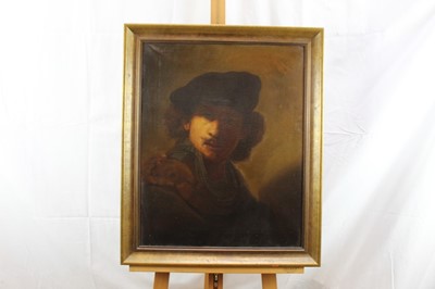 Lot 257 - Late 19th century oil on canvas - portrait of Rembrandt, in gilt frame, 57cm x 46cm