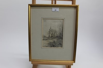 Lot 35 - Niemann Smith, Edwardian pencil drawing - Hornchurch, Essex, 2nd April 1907, in glazed gilt frame, 17cm x 12cm
