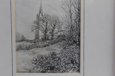 Lot 35 - Niemann Smith, Edwardian pencil drawing - Hornchurch, Essex, 2nd April 1907, in glazed gilt frame, 17cm x 12cm