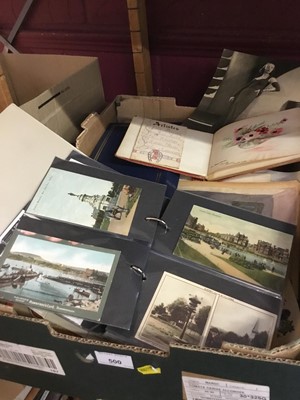 Lot 500 - Box mixed ephemera including postcard album and autograph album