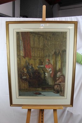 Lot 269 - Samuel A. Raynor (act.1820-1974) watercolour and gouache - Cathedral Interior, initialled and dated 1868, in glazed gilt frame