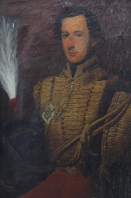 Lot 482 - 19th century oil on canvas- portrait of a gentleman in uniform, in gilt frame