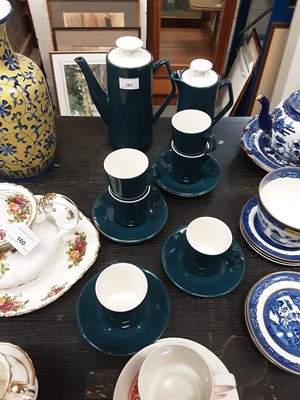 Lot 161 - Beswick six place Coffee set, with blue glazed decoration, pattern number 1958 together with a Royal Doulton Seville pattern 8 place Coffee set