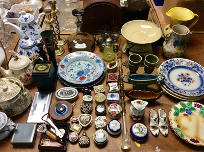 Lot 435 - Group of mixed ceramics, trinket boxes, glass decanter and sundries