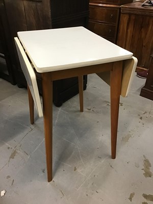 Lot 905 - Vintage Formica topped kitchen table together with an Italian musical table (2)