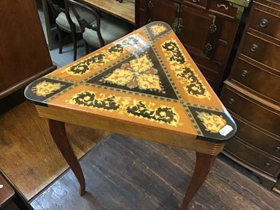 Lot 905 - Vintage Formica topped kitchen table together with an Italian musical table (2)