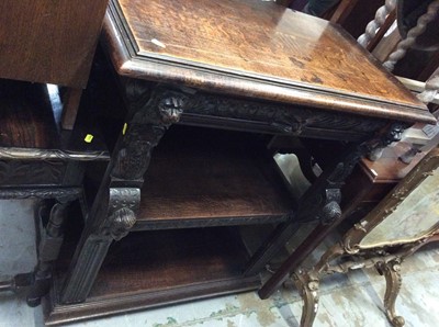 Lot 998 - Late 19th century carved oak three tier buffet table