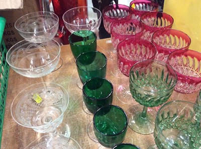 Lot 465 - Group of good quality cut glass wares to include cranberry and emerald green glass pieces