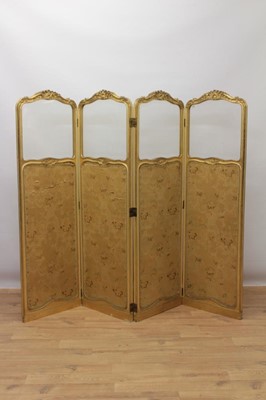 Lot 778 - Good quality 19th century gilt four-fold screen