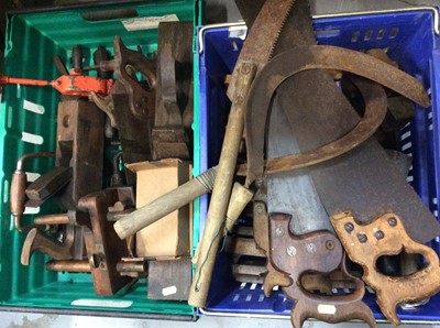 Lot 496 - Quantity wooden hand tools, tool boxes etc