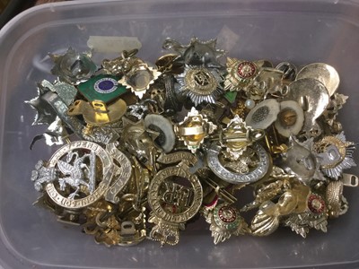 Lot 327 - Box of staybrite military pins, badges etc