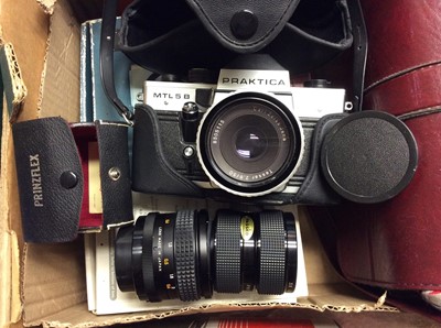 Lot 420 - Cameras, lenses and accessories, two paint sets, dressing table sets and sundries